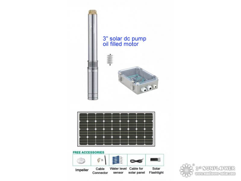 Pompe solaire à alésage centrifuge, débit maximal 2000LPH, hauteur maximale 80m